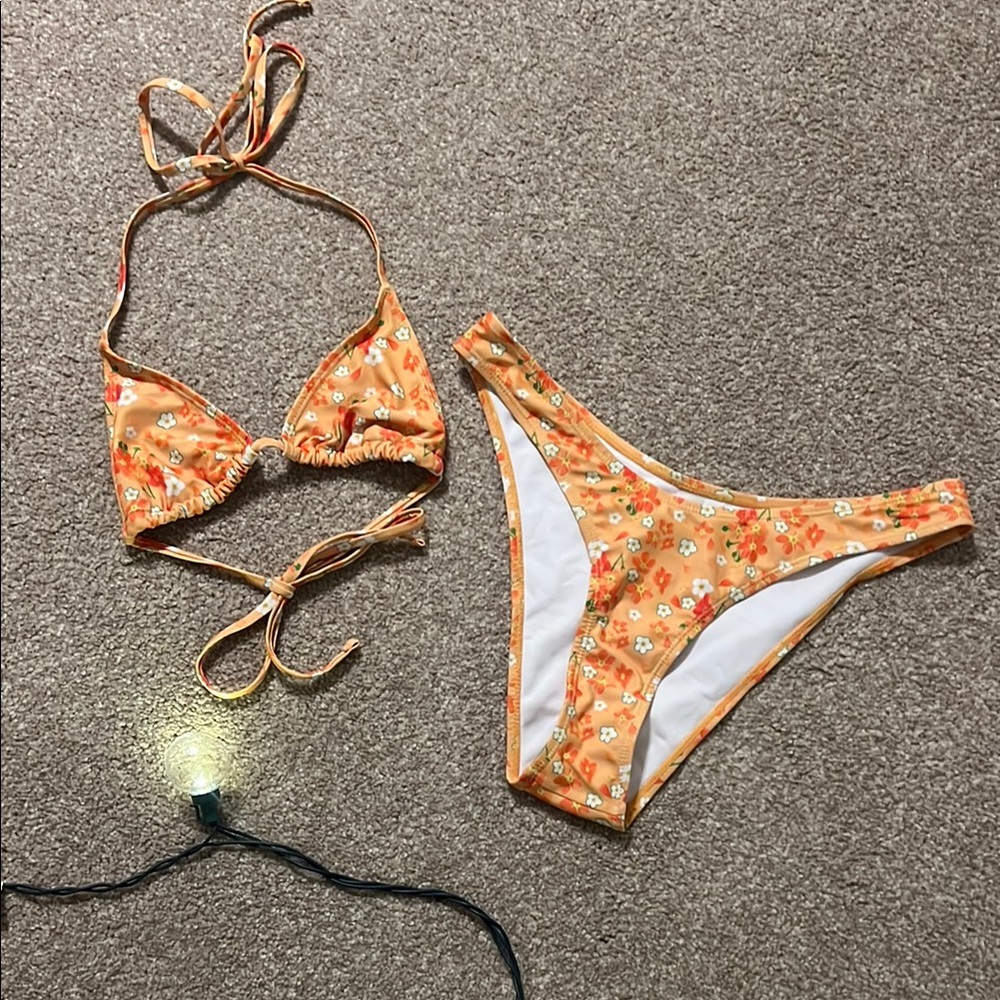 SHEIN | Floral Orange Bikini Set